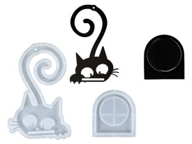 Molde silicona gato con cola larga